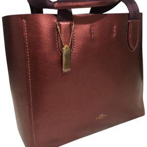 Metallic Wine Pebble Leather Derby Tote F39675